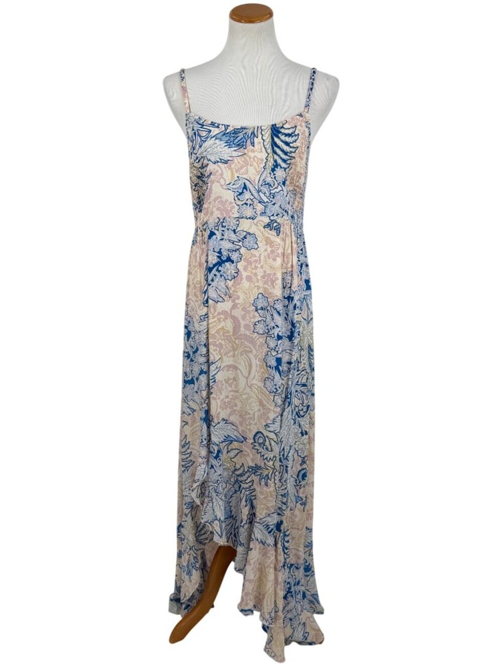 NWT Free People Blue Cream Floral Print Maxi Slip Dress L | Coastal Cowgirl Boho - Picture 2 of 16